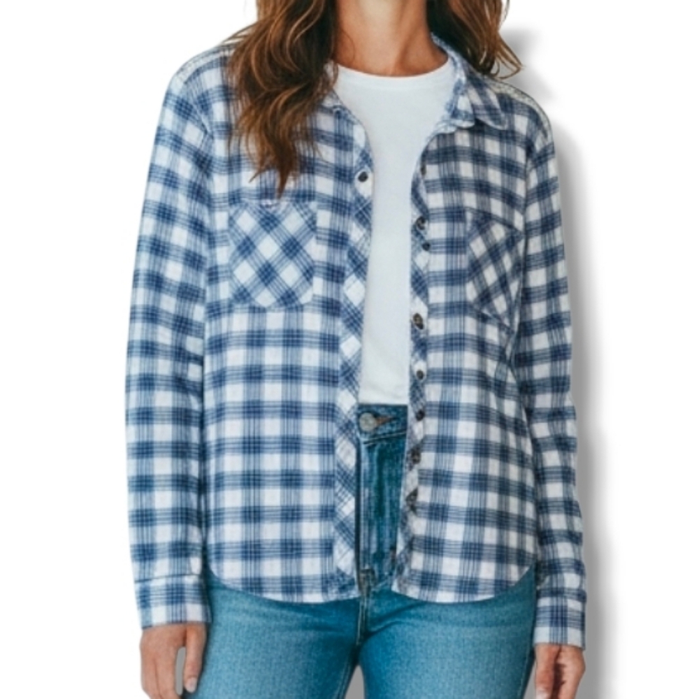 Passport Navy and White Checkered Shirt